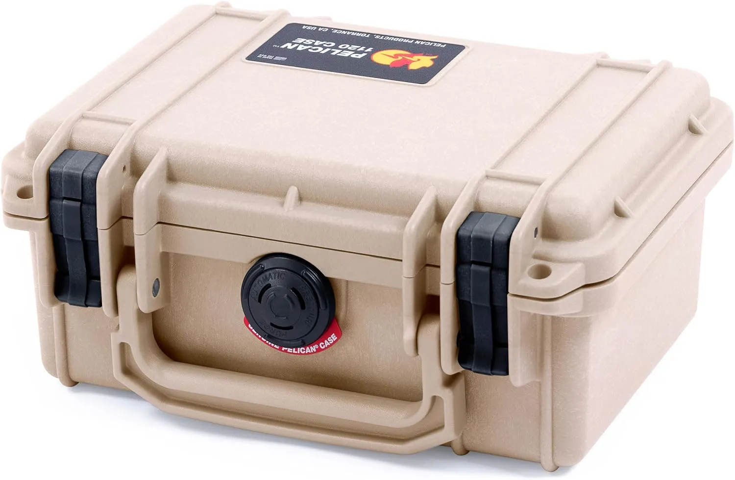 ColorCase Pelican Protector 1120 Case Desert Tan - Small Size Waterproof Case with Pick & Pluck Foam & Convoluted Lid Foam - Black Latches