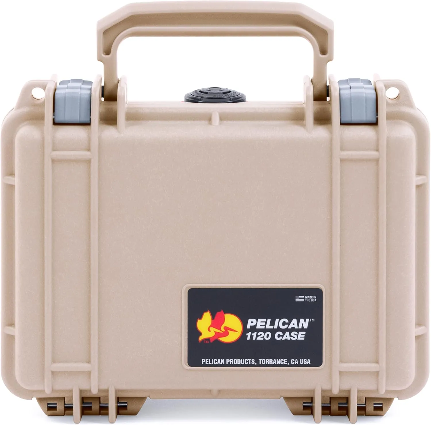 ColorCase Pelican Protector 1120 Case Desert Tan - Small Size Waterproof Case with Pick & Pluck Foam & Convoluted Lid Foam - Silver Latches