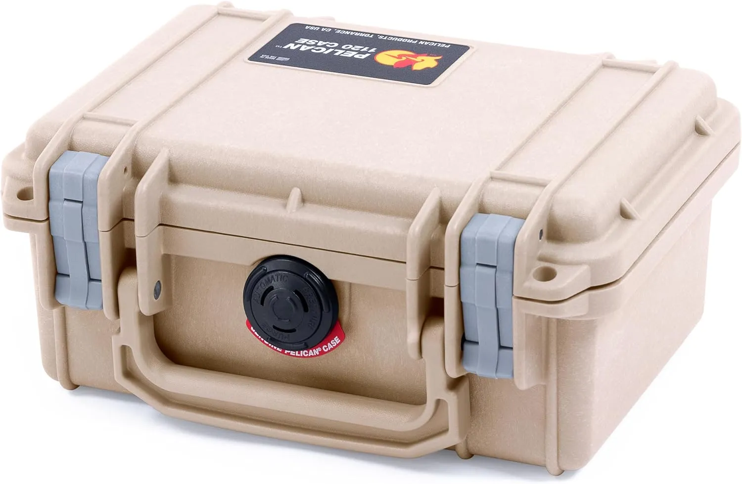 ColorCase Pelican Protector 1120 Case Desert Tan - Small Size Waterproof Case with Pick & Pluck Foam & Convoluted Lid Foam - Silver Latches