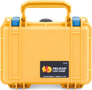 ColorCase Pelican Protector 1120 Case Yellow - Small Size Waterproof Case (Case Only) - Blue Latches