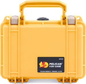 ColorCase Pelican Protector 1120 Case Yellow - Small Size Waterproof Case (Case Only) - Desert Tan Latches