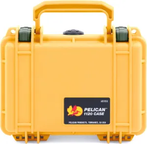 ColorCase Pelican Protector 1120 Case Yellow - Small Size Waterproof Case (Case Only) - OD Green Latches
