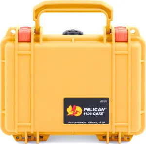 ColorCase Pelican Protector 1120 Case Yellow - Small Size Waterproof Case (Case Only) - Orange Latches