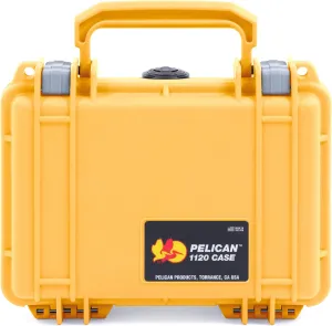 ColorCase Pelican Protector 1120 Case Yellow - Small Size Waterproof Case (Case Only) - Silver Latches
