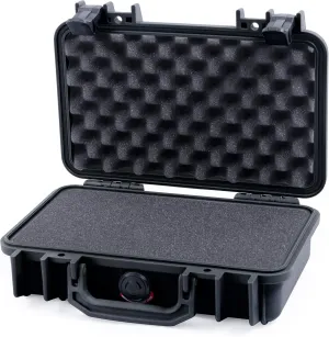 ColorCase Pelican Protector 1170 Case Black - Small Size Waterproof Case with Pick & Pluck Foam & Convoluted Lid Foam - Black Latches