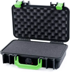 ColorCase Pelican Protector 1170 Case Black - Small Size Waterproof Case with Pick & Pluck Foam & Convoluted Lid Foam - Lime Green Latches