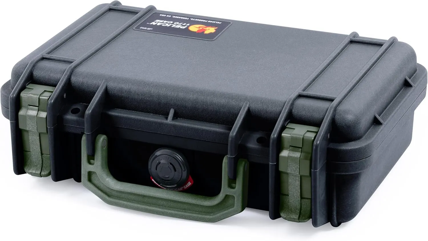 ColorCase Pelican Protector 1170 Case Black - Small Size Waterproof Case with Pick & Pluck Foam & Convoluted Lid Foam - OD Green Latches