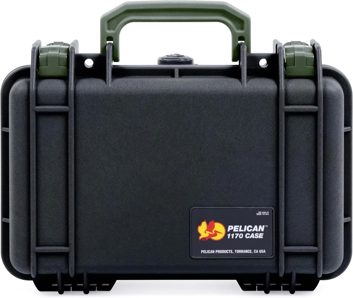 ColorCase Pelican Protector 1170 Case Black - Small Size Waterproof Case with Pick & Pluck Foam & Convoluted Lid Foam - OD Green Latches