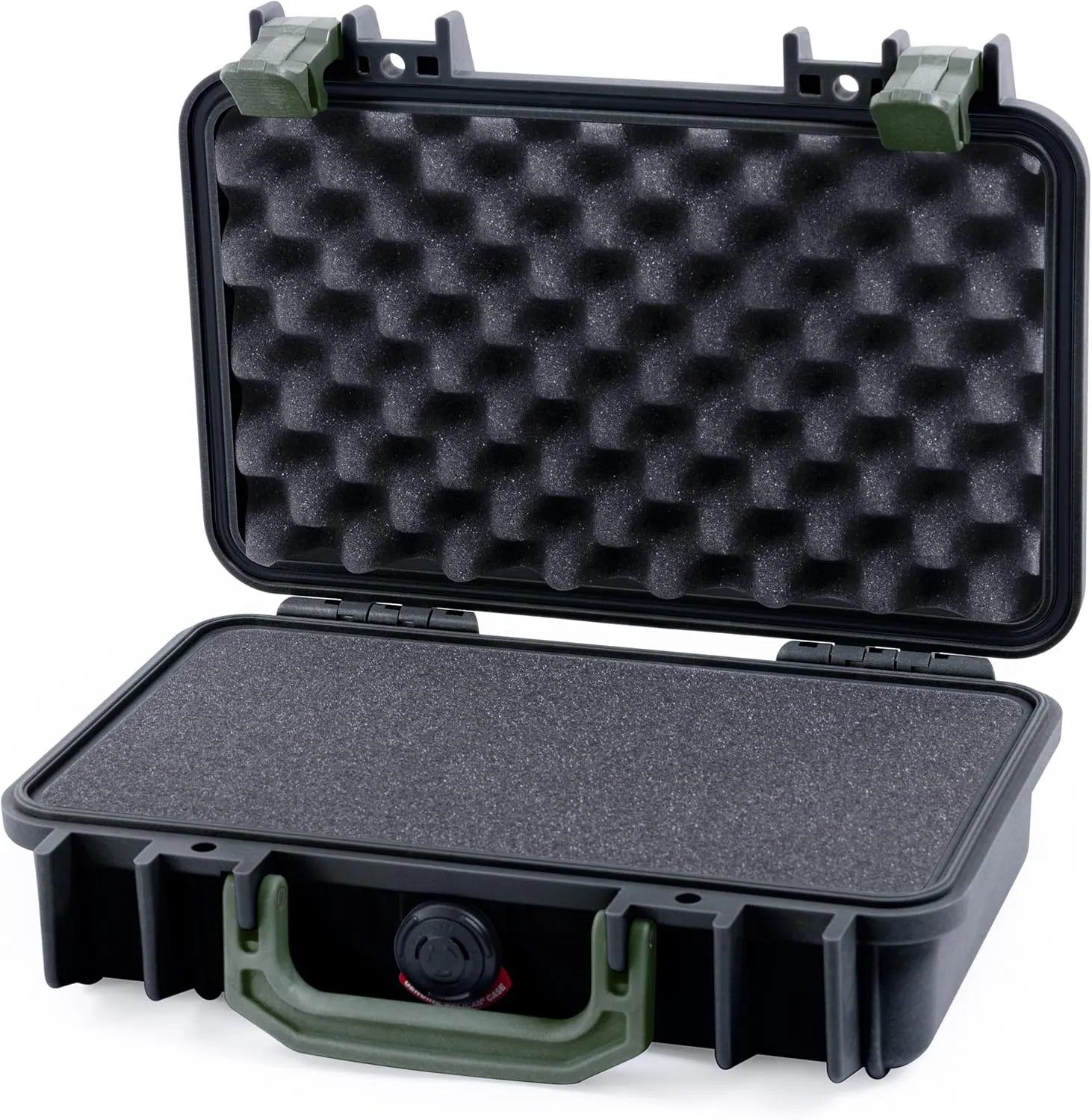 ColorCase Pelican Protector 1170 Case Black - Small Size Waterproof Case with Pick & Pluck Foam & Convoluted Lid Foam - OD Green Latches
