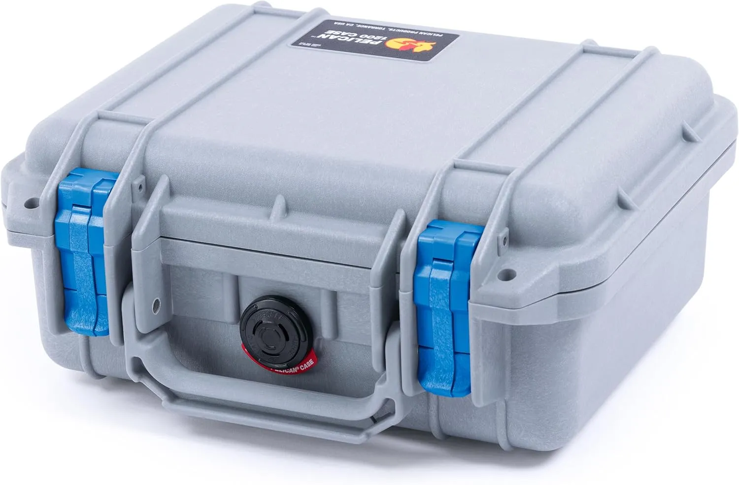 ColorCase Pelican Protector 1200 Case Silver - Small Size Waterproof Case with Pick & Pluck Foam & Convoluted Lid Foam - Blue Latches
