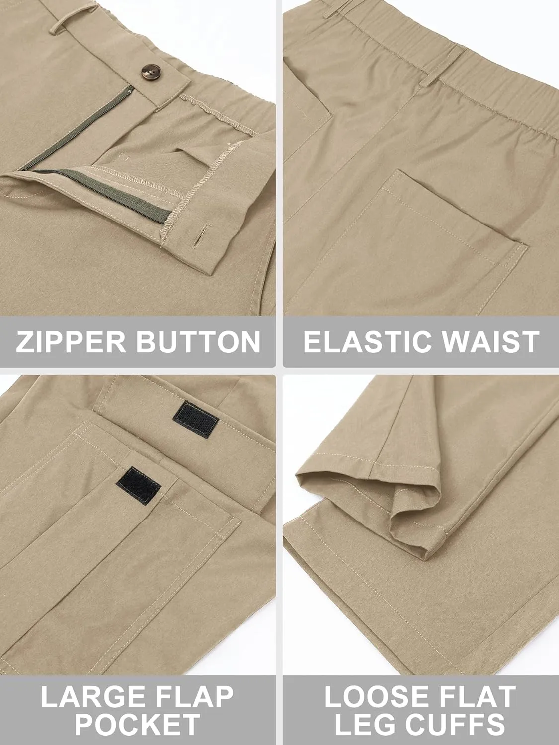 Comdecevis Mens Casual Cargo Pants Baggy Straight Leg Sweatpants with Large Flap Pockets Hiking Sports Trousers