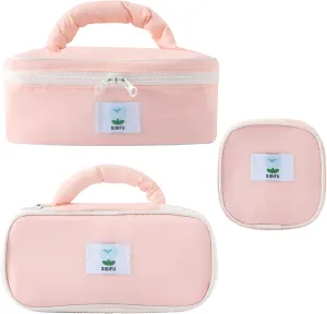 Cosmetic Makeup Bag Set-Soft Travel Organizer with Mesh Pocket  Waterproof Toiletry Bag for Women, Large Medium Small, Holds Makeup Brushes Skincare Essentials