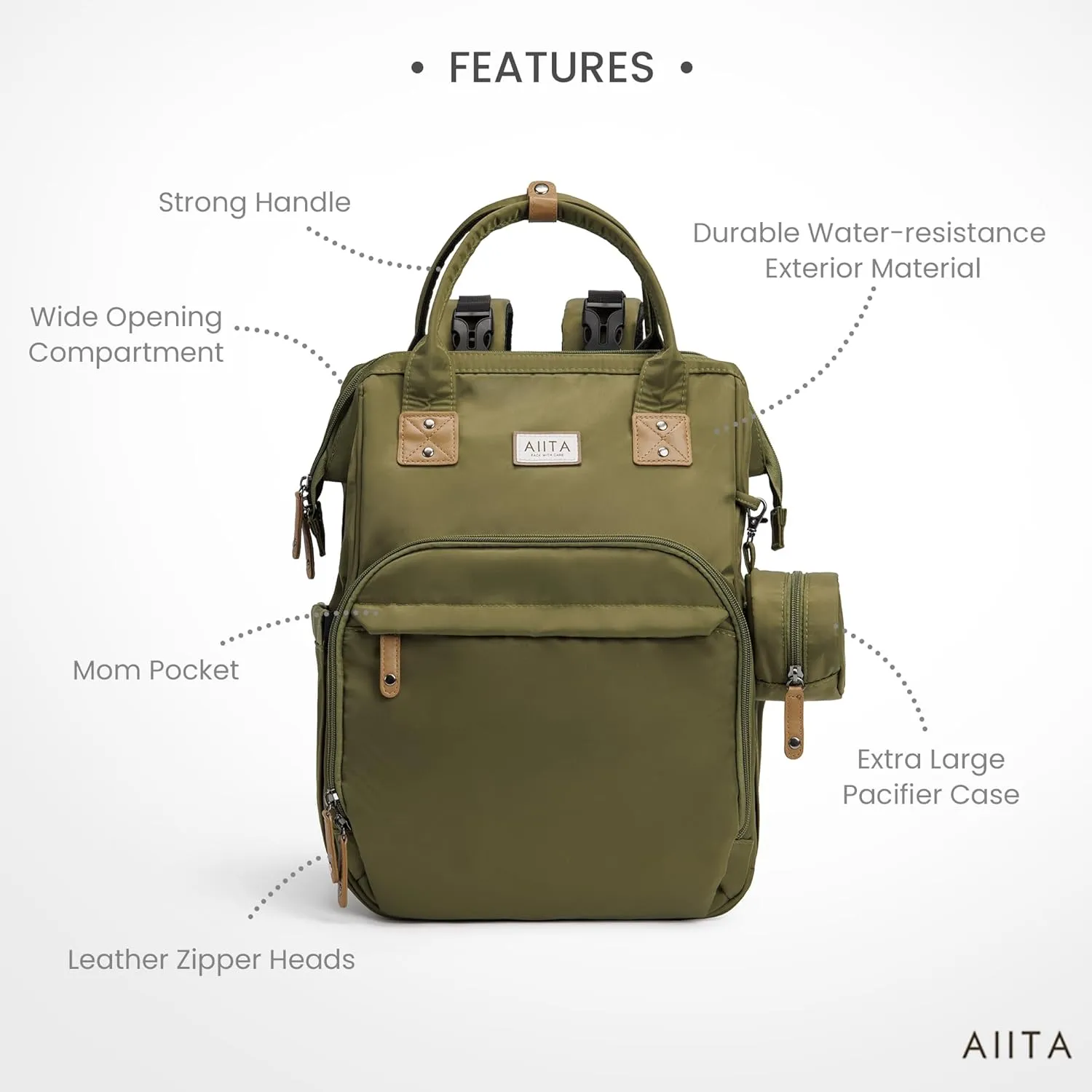 Diaper Bag Backpack, Multifunction Diaper Bag with Changing Pad, Baby Diaper Bags for Boys Girls, Stylish Large Capacity Travel Backpack for Moms Dads, Baby Shower Gifts,Unisex  Olive Green
