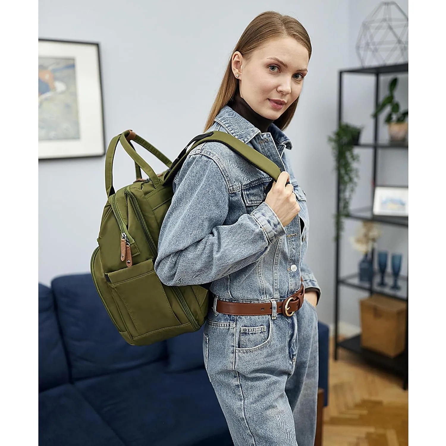 Diaper Bag Backpack, Multifunction Diaper Bag with Changing Pad, Baby Diaper Bags for Boys Girls, Stylish Large Capacity Travel Backpack for Moms Dads, Baby Shower Gifts,Unisex  Olive Green
