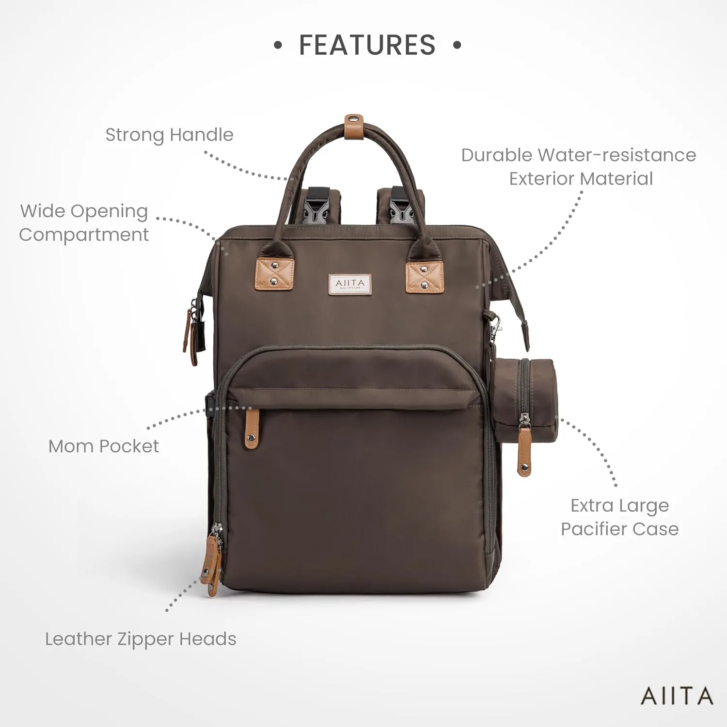 Diaper Bag Backpack, Multifunction Diaper Bag with Changing Station, Stylish Baby Bags, Large Unisex Diaper Backpack for Mom and Dad, Baby Registry Search, Portable Changing Pad  Black Brown