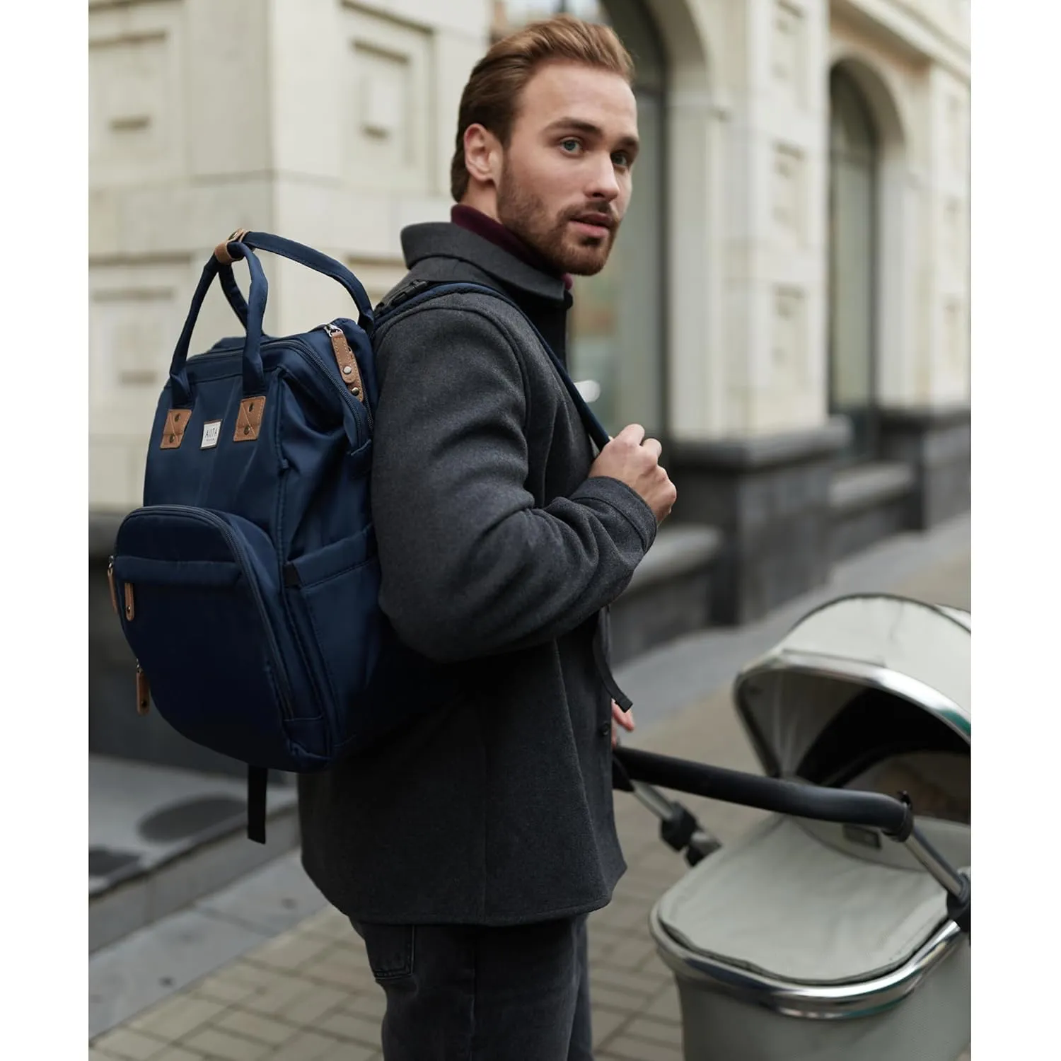 Diaper Bag Backpack, Multifunction Diaper Bag with Changing Station, Stylish Baby Bags, Large Unisex Diaper Backpack for Mom and Dad, Baby Registry Search, Portable Changing Pad  Navy Blue