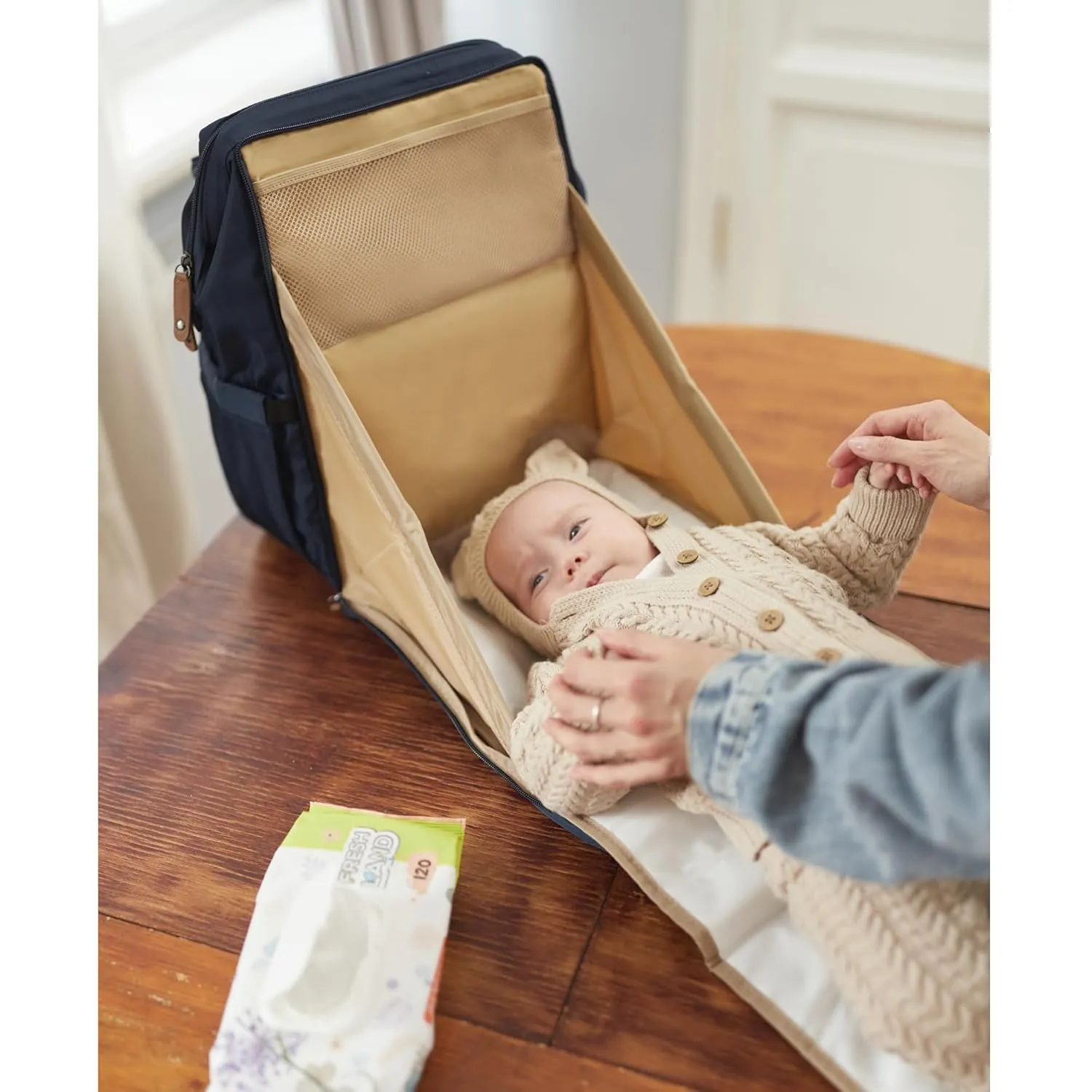 Diaper Bag Backpack, Multifunction Diaper Bag with Changing Station, Stylish Baby Bags, Large Unisex Diaper Backpack for Mom and Dad, Baby Registry Search, Portable Changing Pad  Navy Blue