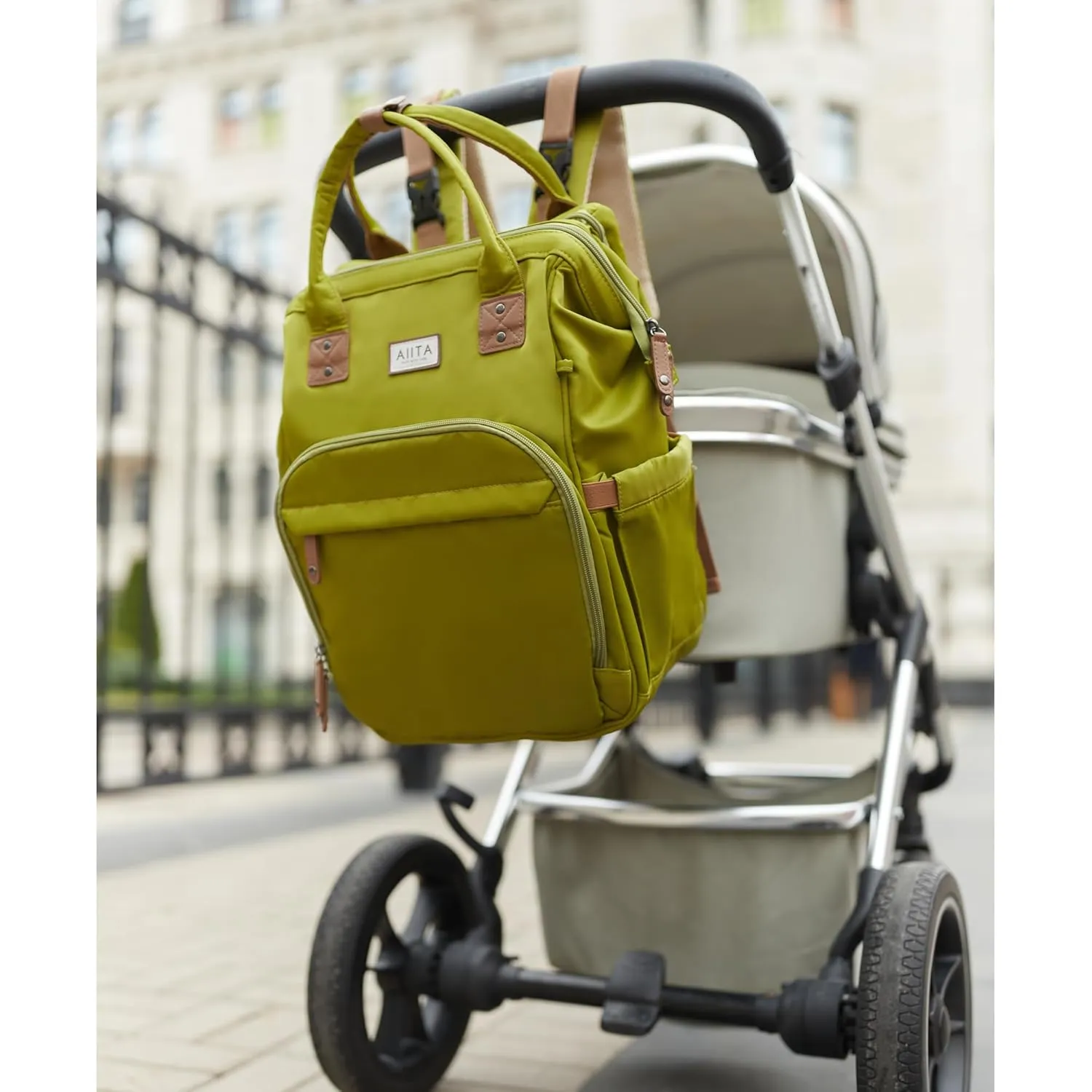 Diaper Bag Backpack, Multifunction Diaper Bag with Changing Station, Stylish Baby Bags, Large Unisex Diaper Backpack for Mom and Dad, Baby Registry Search, Portable Changing Pad  Yellow Green