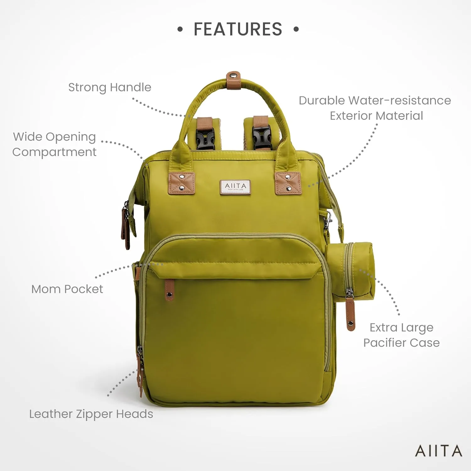 Diaper Bag Backpack, Multifunction Diaper Bag with Changing Station, Stylish Baby Bags, Large Unisex Diaper Backpack for Mom and Dad, Baby Registry Search, Portable Changing Pad  Yellow Green