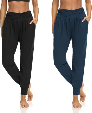 DIBAOLONG Womens Yoga Sweatpants Loose Workout Harem Joggers Casual Comfy Lounge Pajama Pants with Pockets
