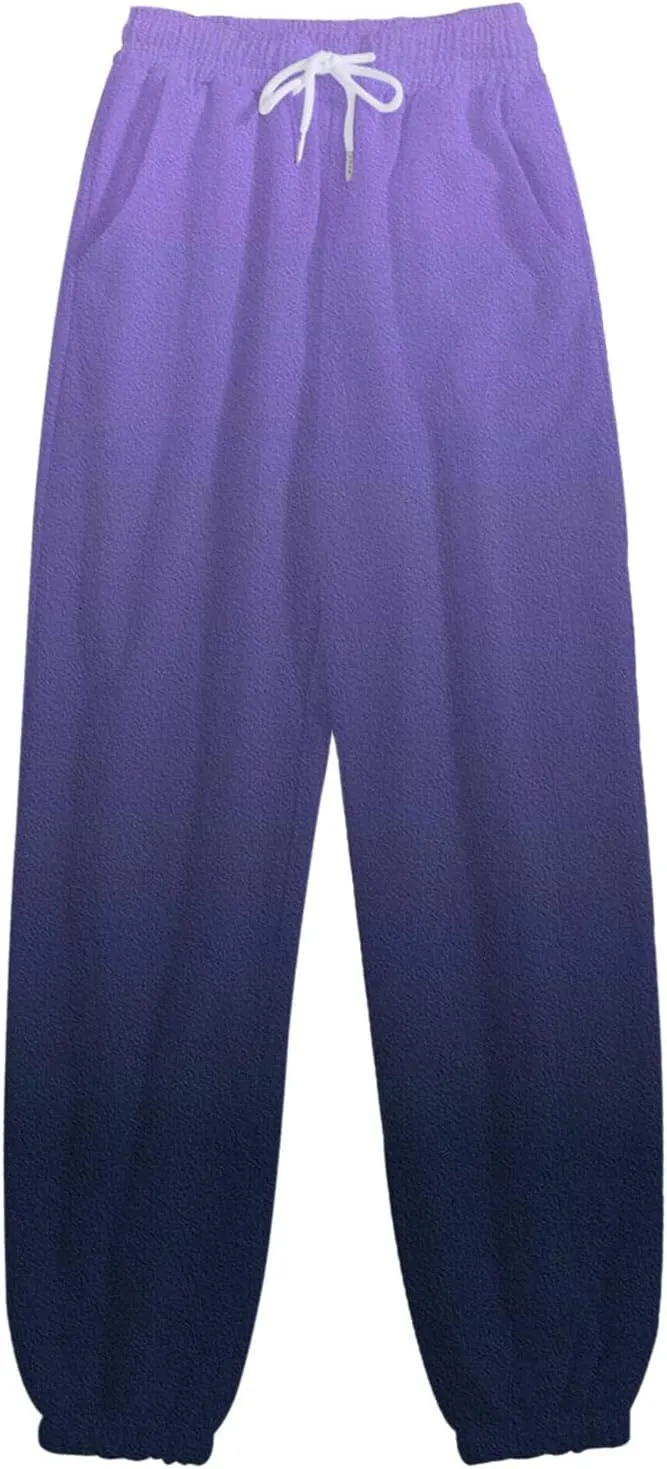 Drawstring Sweatpants for Women with Pockets, Women's Butterfly Sport Pants Elastic Waist Jogger Trousers Plus Size