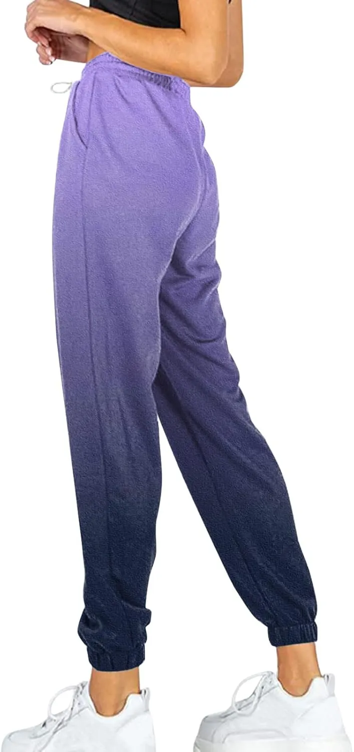 Drawstring Sweatpants for Women with Pockets, Women's Butterfly Sport Pants Elastic Waist Jogger Trousers Plus Size