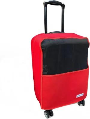 Durable Waterproof Luggage Cover Made With Neoprene - Elastic Sides For Compatible Fit, Fashionable Travel and Clear Plastic Identification 19-27 Luggages (RED, 27)