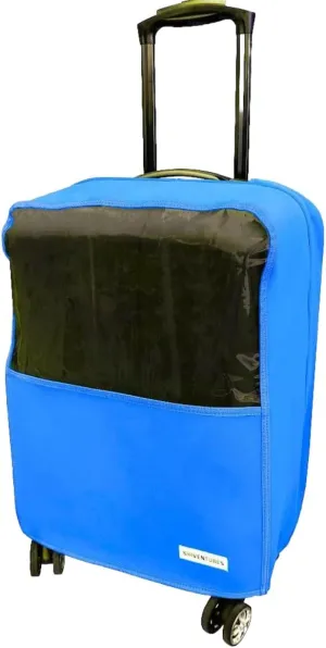 Durable Waterproof Luggage Cover Made With Neoprene - Elastic Sides For Compatible Fit, Fashionable Travel and Clear Plastic Identification, TSA Friendly Fits 19-27 Luggages (BLUE, 27)