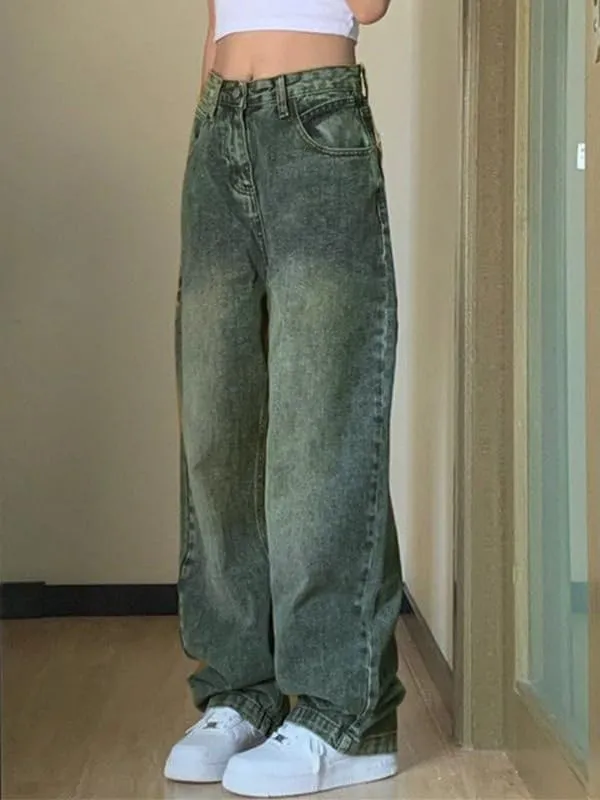EMMIOL Wide Leg Jeans for Women - Low Waist Baggy Loose Boyfriends Denim Pants - Y2K 90S Style