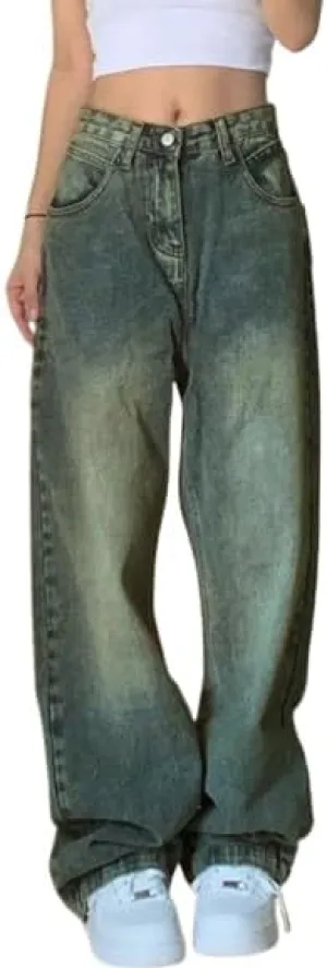 EMMIOL Wide Leg Jeans for Women - Low Waist Baggy Loose Boyfriends Denim Pants - Y2K 90S Style