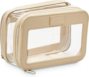 ETOILE - Clear Makeup Travel Case Beige Double-Sided Cosmetic Case with Transparent Panels