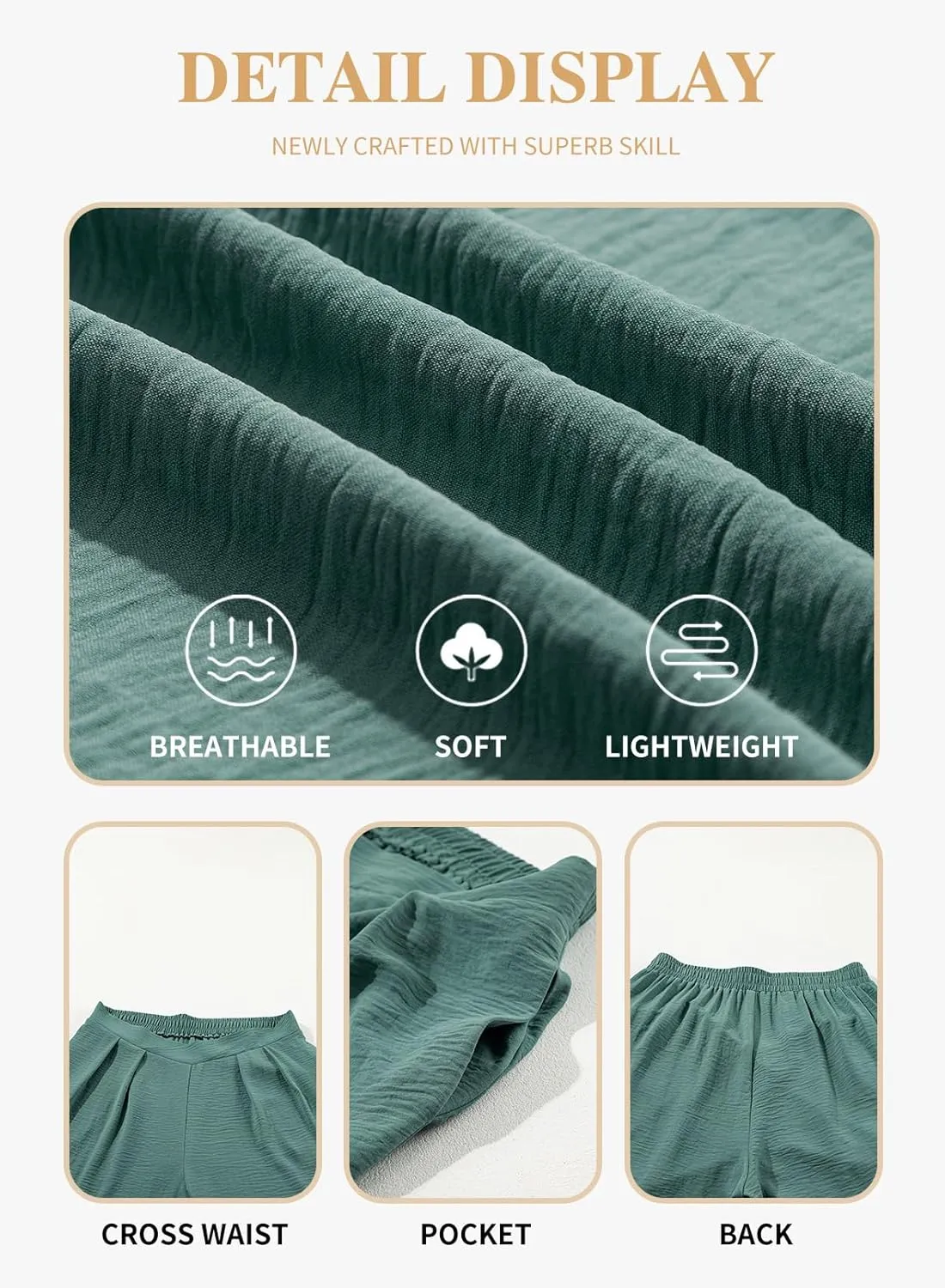 Eytino Womens Plus Size Wide Leg Pants Crossover Waist Pleated Front Casual Work Pants Lounge Trouser with Pockets(1X-5X)