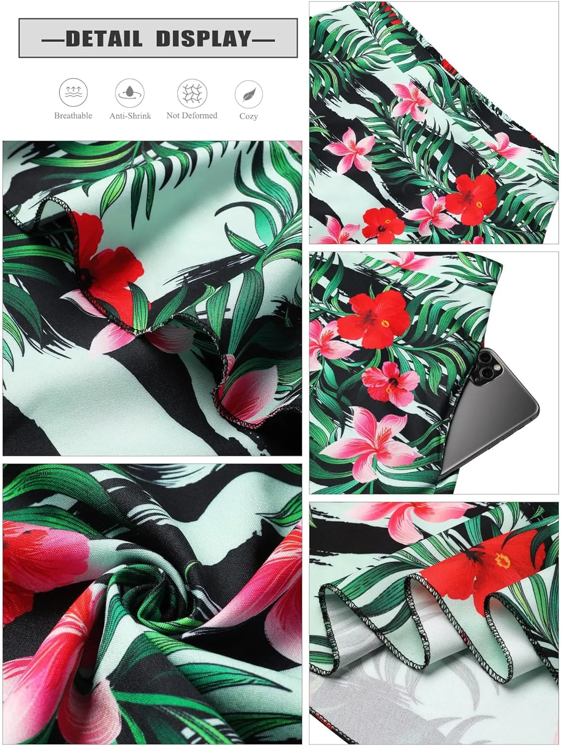 Ezcosplay Women High Waisted Hawaiian Tropical Floral Maxi Skirt Ruffle High Slit Long Skirts with Pockets