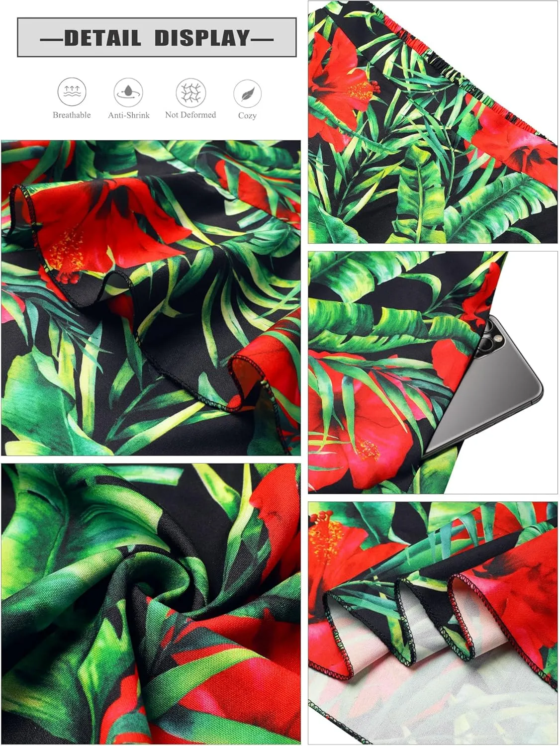 Ezcosplay Women High Waisted Hawaiian Tropical Floral Maxi Skirt Ruffle High Slit Long Skirts with Pockets