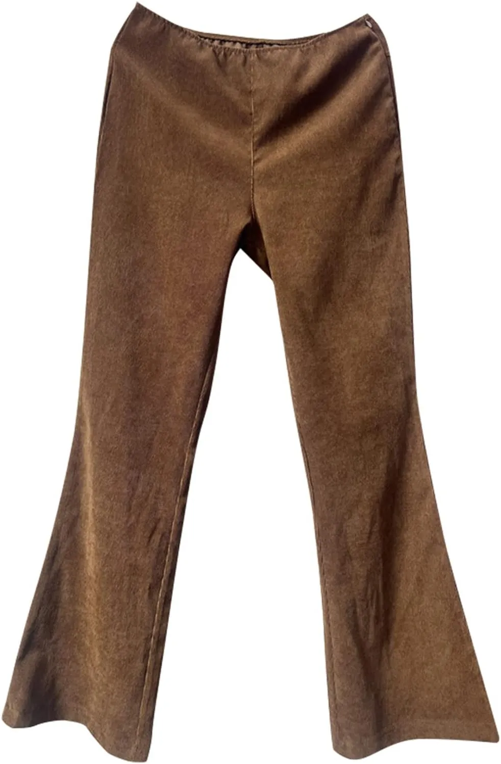 Febecool Cargo Pants Women Solid Color Slim Fit Micro Flared Pants Elastic Waist Casual Pants Corduroy