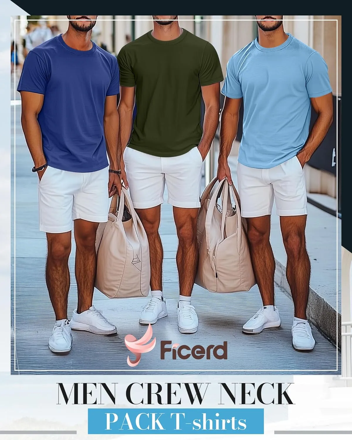 Ficerd 5 Pack Men's Big and Tall Shirts Short Sleeve Cotton Tee Summer Crew Neck Oversize Top Loose Fit Shirt Multipack