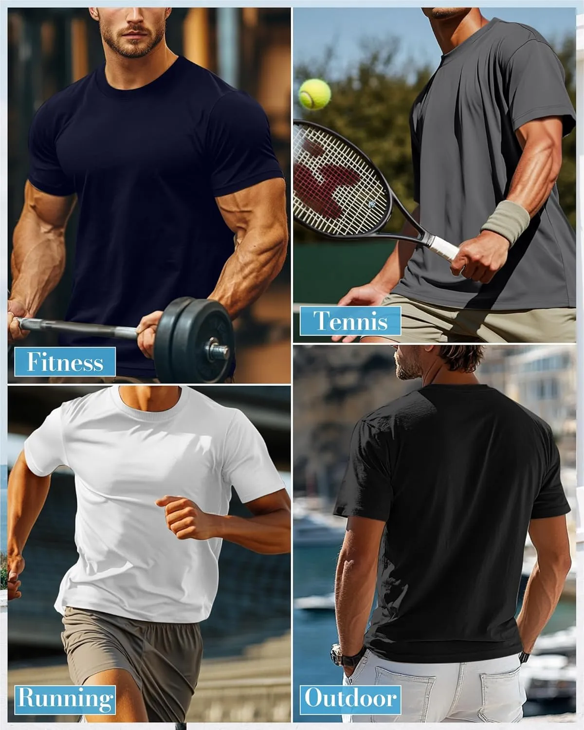 Ficerd 5 Pack Men's Big and Tall Shirts Short Sleeve Cotton Tee Summer Crew Neck Oversize Top Loose Fit Shirt Multipack