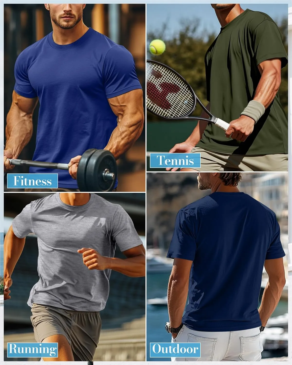 Ficerd 5 Pack Men's Big and Tall Shirts Short Sleeve Cotton Tee Summer Crew Neck Oversize Top Loose Fit Shirt Multipack