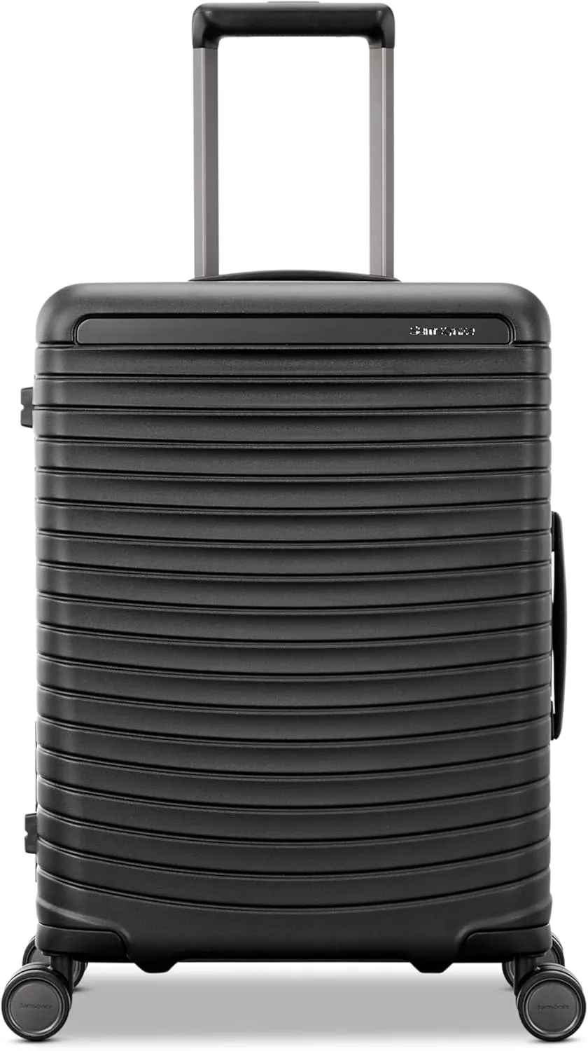 Framelock Max 21 Carry-On Hardshell Zipperless Luggage - Highly Secure Integrated Eazylock Mechanism - RightHeight Adjustable Handle System - 360 Spinner Wheels - Airline Approved - Asphalt Black