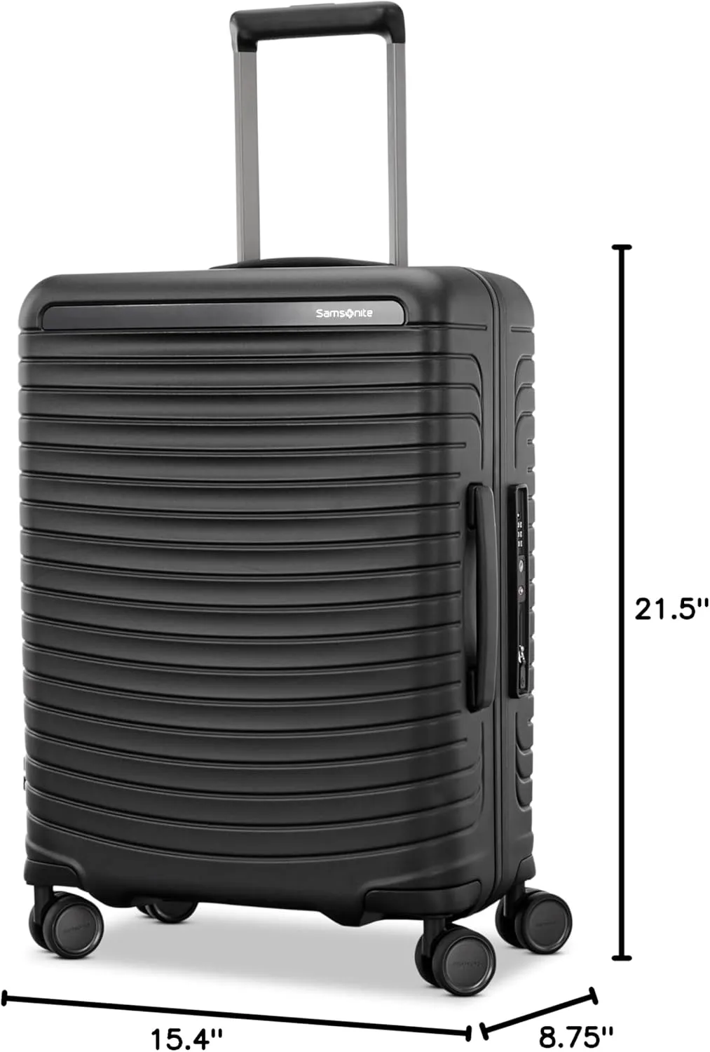 Framelock Max 21 Carry-On Hardshell Zipperless Luggage - Highly Secure Integrated Eazylock Mechanism - RightHeight Adjustable Handle System - 360 Spinner Wheels - Airline Approved - Asphalt Black