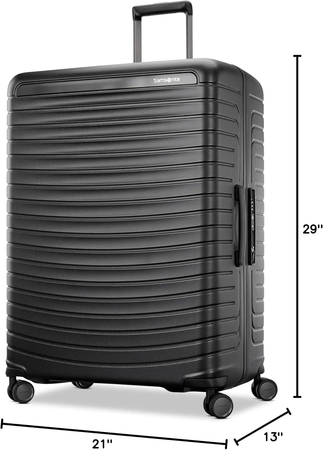Framelock Max 29" Large Checked Hardshell Zipperless Luggage - Highly Secure Integrated Eazylock Mechanism - RightHeight Adjustable Handle - 360 Spinner Wheels - Airline Approved - Asphalt Black