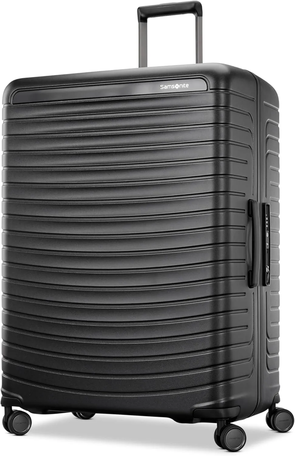 Framelock Max 29" Large Checked Hardshell Zipperless Luggage - Highly Secure Integrated Eazylock Mechanism - RightHeight Adjustable Handle - 360 Spinner Wheels - Airline Approved - Asphalt Black