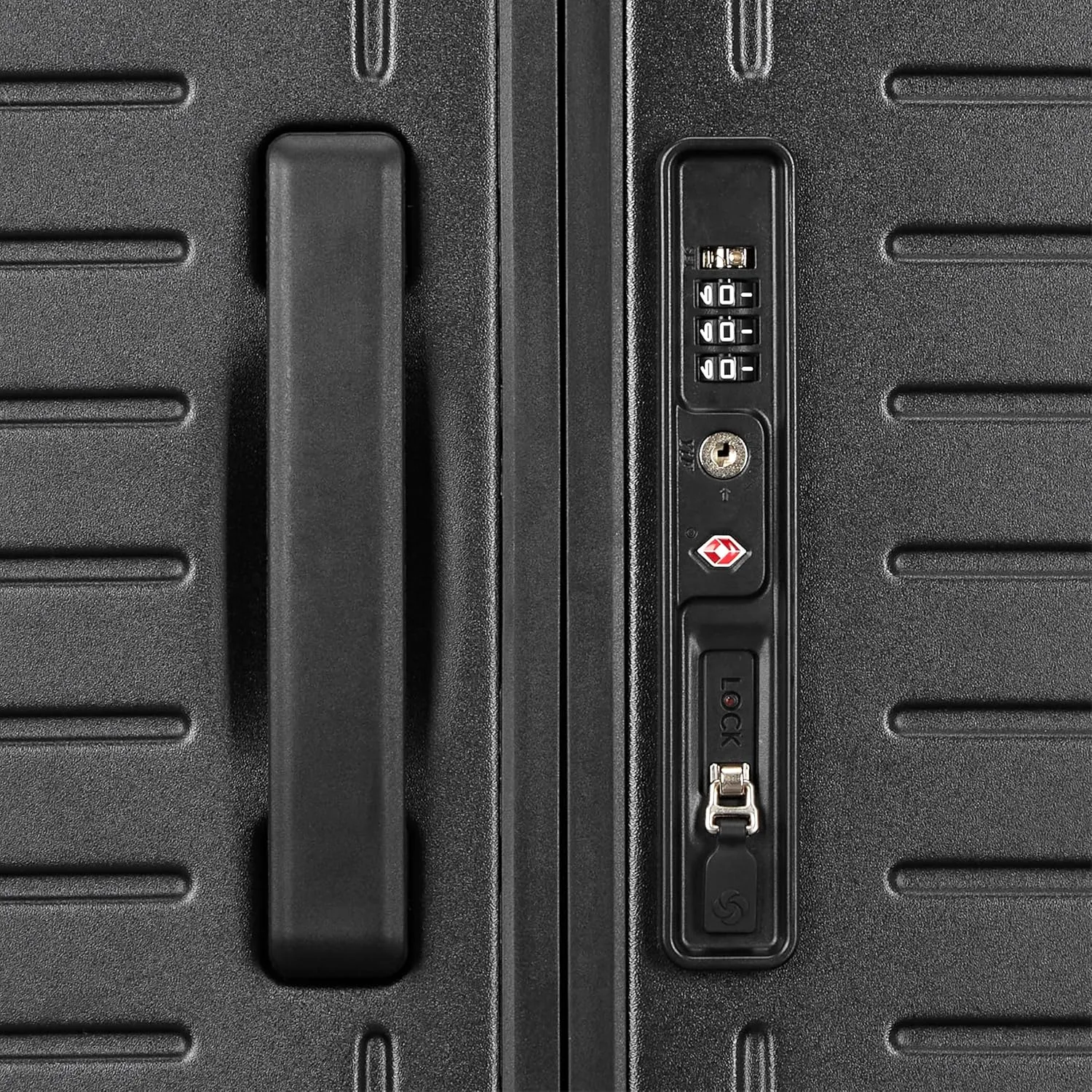 Framelock Max 29" Large Checked Hardshell Zipperless Luggage - Highly Secure Integrated Eazylock Mechanism - RightHeight Adjustable Handle - 360 Spinner Wheels - Airline Approved - Asphalt Black