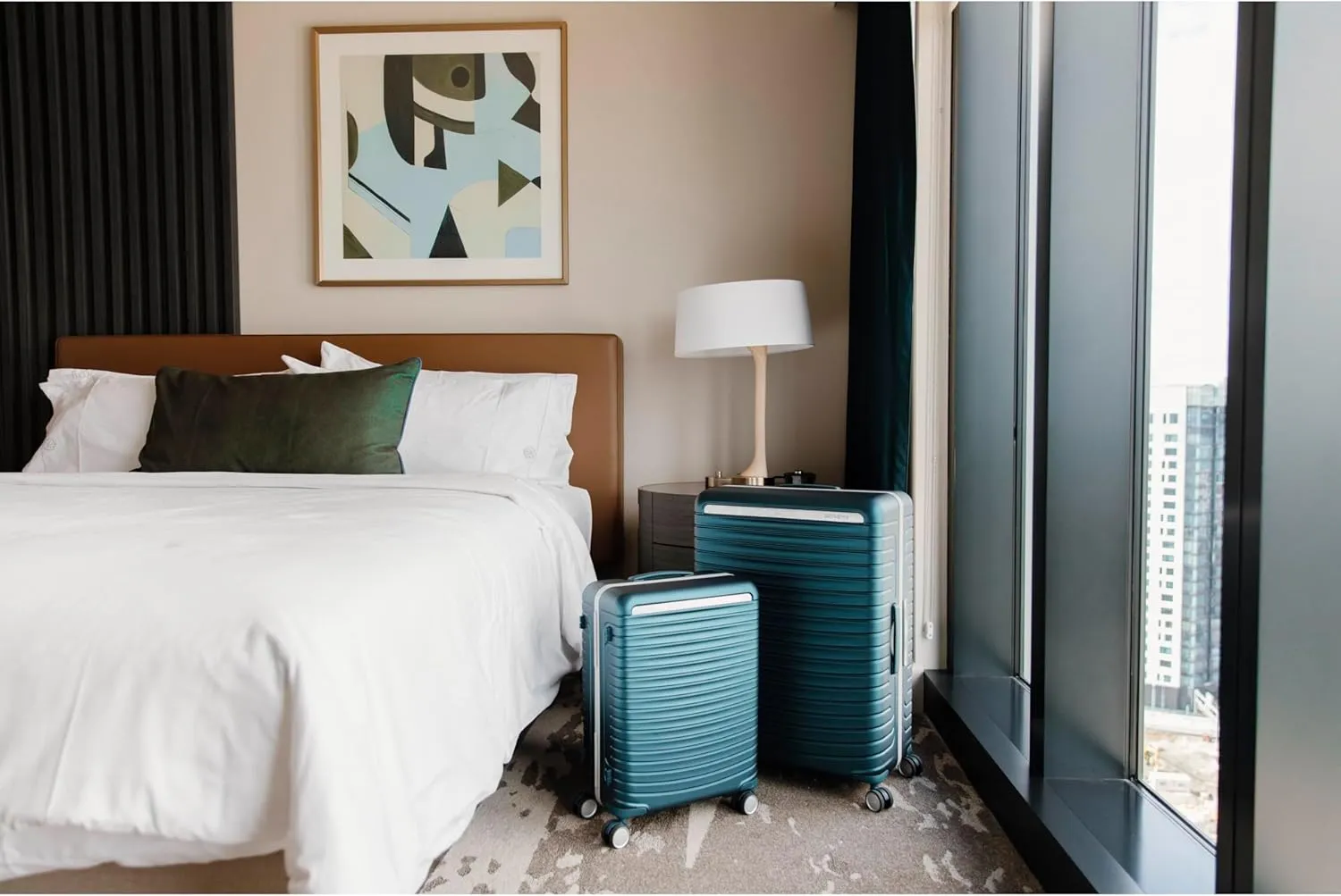 Framelock Max 29" Large Checked Hardshell Zipperless Luggage - Highly Secure Integrated Eazylock Mechanism - RightHeight Adjustable Handle - 360 Spinner Wheels - Airline Approved - Emerald Teal