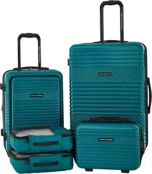 French Connection 5 Piece Mersai Luggage Travel Set, Deep Lake