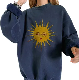 GAOJU Oversized Graphic Sweatshirt for Women Crewneck Long Sleeve Drop Shoulder Casual Pullover Sweatshirt Tops