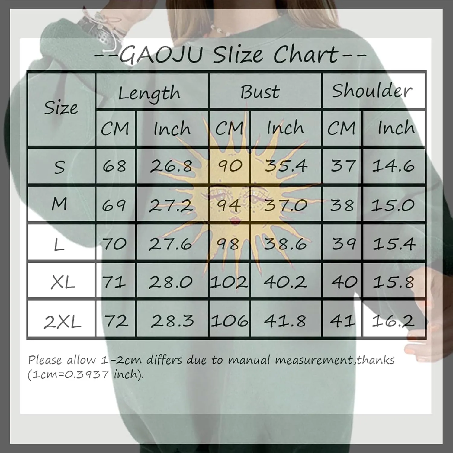 GAOJU Oversized Graphic Sweatshirt for Women Crewneck Long Sleeve Drop Shoulder Casual Pullover Sweatshirt Tops