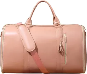 Garment Bag Convertible Duffel Bag PU Leather Folding Suit Storage Bag Large Capacity for Weekend Getaways (02)