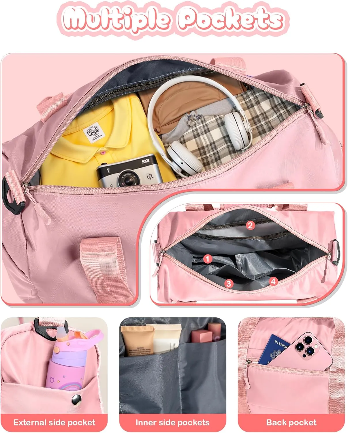 Gifts for Niece-Girl Gym Bag with Shoe Compartment, Kid Personalized Weekender Overnight Bags, Initial Travel Tote with Makeup Pouch, Birthday Gift for Sister Granddaughter (Letter J)