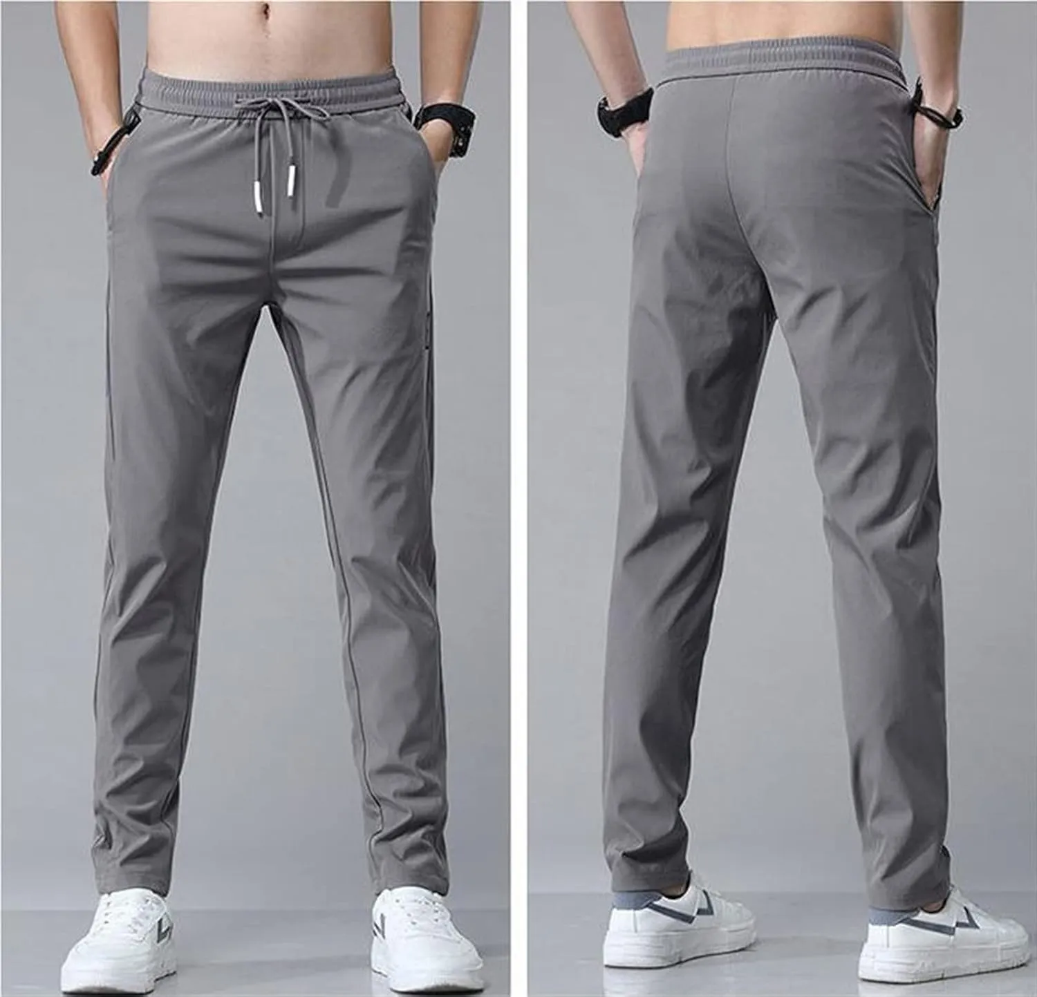 Glidepants for Men, Quick Dry Pull-On Stretch Pants, Men's Summer Glide Solid Color Slim Fit Lightweight Jogging Pants